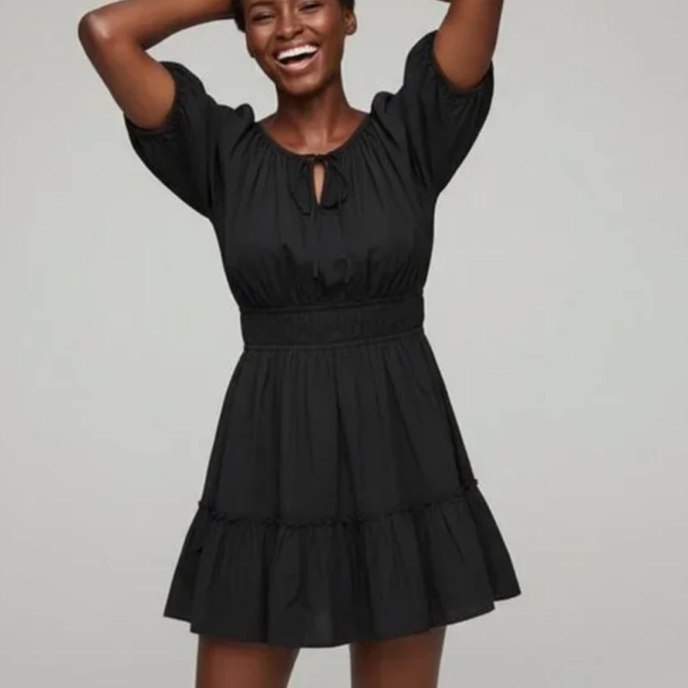 J Crew Black Puff Sleeve Dress